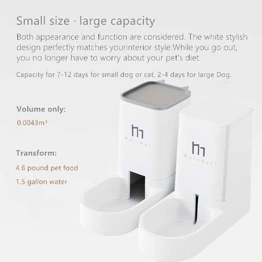 NEW SALE | Automatic Feeder and Waterer Set, Dogs Cats Food Feeder and Water Dispenser 3.8L, 2 in 1 Cat Food Water Dispensers for Small Medium Big Pets