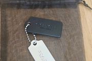 Coach Black Leather &amp; Silver Hang-Tags / NEW