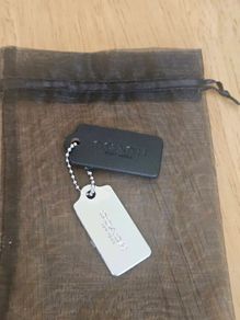 Coach Black Leather & Silver Hang-Tags / NEW