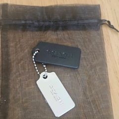 Coach Black Leather & Silver Hang-Tags / NEW