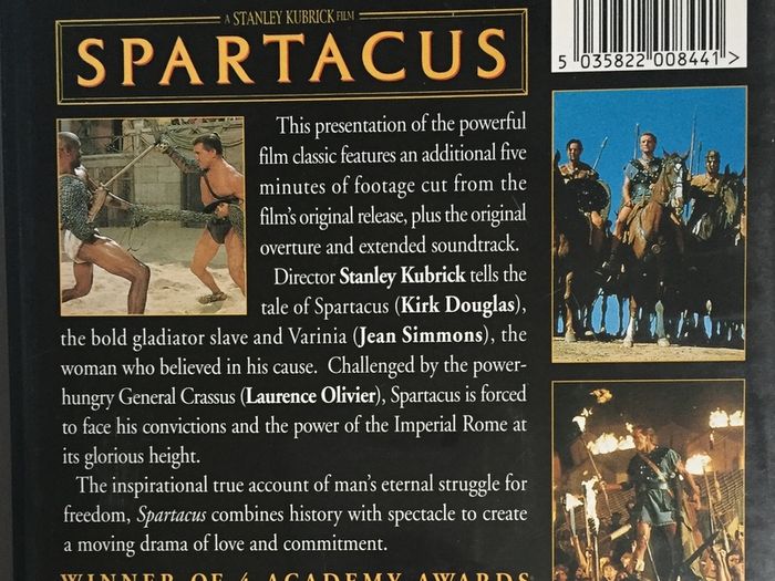 Spartacus (Stanley Kubrick Film) [1960] Kirk Douglas, Jean Simmons, Peter Ustinov, Charles Laughton, Laurence Olivier & Tony Curtis [Movie DVD] Academy Award Winner