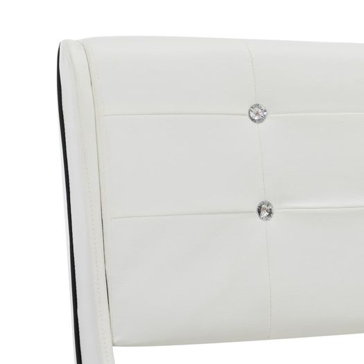 Bed Frame White Faux Leather 135x190 cm