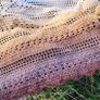 Handmade crochet triangle shawl wrap. Brown and beige ombre lacy shawl Image 6