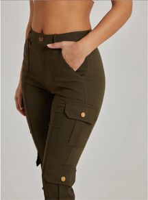 Pink Vanilla Khaki Multi Pocket Cuffed Cargo Pants, size 8