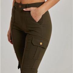 Pink Vanilla Khaki Multi Pocket Cuffed Cargo Pants, size 8