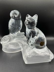 Pair of vintage crystal sculptures crafted by Cristal D'Arques