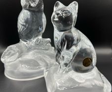 Pair of vintage crystal sculptures crafted by Cristal D'Arques