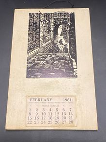Harry Kernoff  artist   a Calendar for 1981 mounted on a printed card