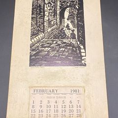 Harry Kernoff  artist   a Calendar for 1981 mounted on a printed card