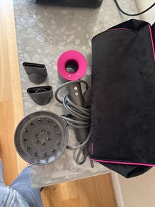 Dyson Supersonic Hair Dryer (Iron/Fuchsia) - Full Set + Velvet Carry Bag