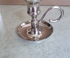 silver plated candlesticks / vintage silver plated zinc candlesticks.