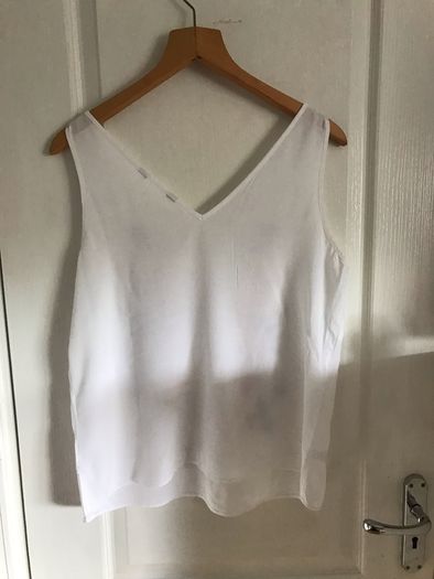 Ladies white double v embroidered top