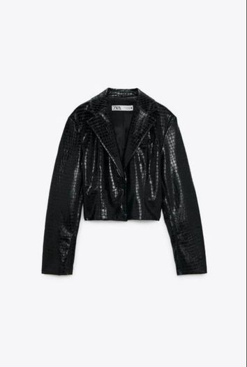 Faux leather cropped suit set