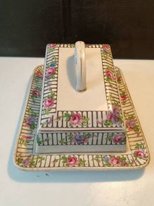 Henry Alcock Victorian Staffordshire Hand Painted Butter Dish