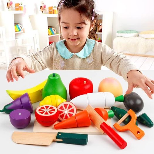 Kids Wooden Kitchen Play Food Toy Set
