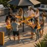 XXL Folding Beer Standing Table with Parasol Holder Image 7
