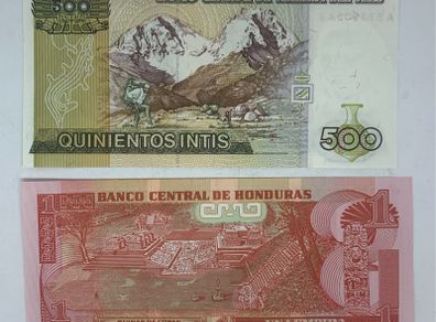 Peru & Honduras banknotes crisp uncirculated