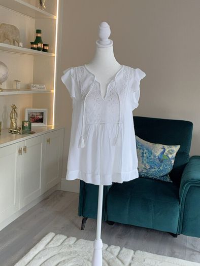 Ladies White Cotton Broderie Blouse from GAP