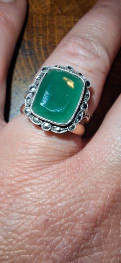 9ct Gold Silver Agate Ring