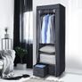 Portable Wardrobe Single Canvas Wardrobe Clothes Storage Organizer with 2 Drawers and Hanging Rail Foldable Closet for Clothes, Bags, Toys, Shoes, Living Room, Bedroom 160 x 59 x 43CM (Grey) Image 6