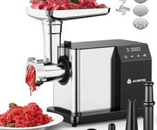 Electric Meat Grinder [3000W MAX], Meat Mincer with LCD Display & Reverse Function, Sausage Maker with 3 Different Cutting Plates & Kibbe Attachment for Home Use