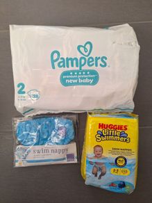 Swim nappies and pampers nappies