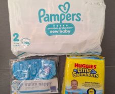 Swim nappies and pampers nappies
