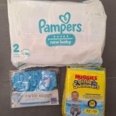 Swim nappies and pampers nappies