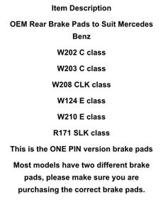 Genuine Mercedes brake pads