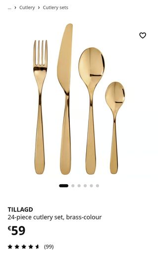 Ikea Tillagad 24 piece cutlery set - Gold