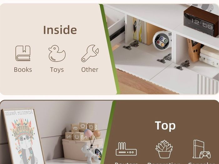 Floating TV Stand Unit with RGB LED Light - 140CM Wall Mounted TV Cabinet with Upgraded Storage & Rounded Edges, Modern TV Media Console for 43-55 Inch TVs