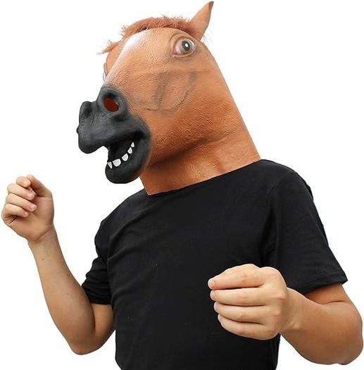 SALE Horse Mask Realistic Animal Full Head Latex Mask for Halloween Carnival Costume Party