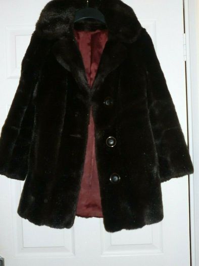 Faux Fur Jacket Coat Medium-Switzers Dublin- Excellent Condition Darkest Brown. LADIES. Beautiful quality.