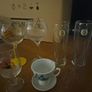 glasses assortment of gin (2) pint (2) wine (1) half pint (1) gin teacup and saucer Image 3