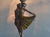 Dancer Table Lamp  1920s   Glass Shade Table Lamp Vintage