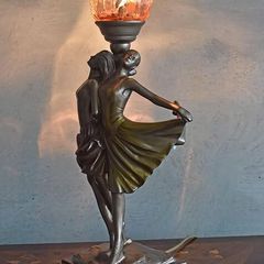 Dancer Table Lamp  1920s   Glass Shade Table Lamp Vintage