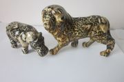 Vintage Collage Safari Animals Lion and Hippo.