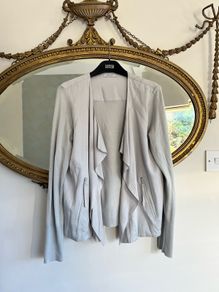 M&S Per Una silver grey ruffled top Size UK