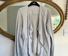 M&S Per Una silver grey ruffled top Size UK