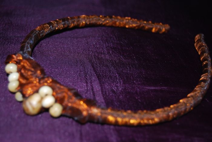 Handmade organza dark brown hairband