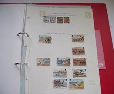 A collection of stamps from Isle of Man and Israel on albums pages (1950-1998) in the binder