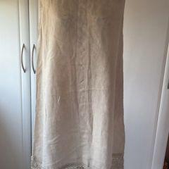 Bnwot oatmeal 100% linen dress with tie back detail & lace base