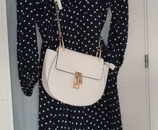 kelrebec navy polka dot midi dress with pockets Sz XXL (Fit 12-14UK)