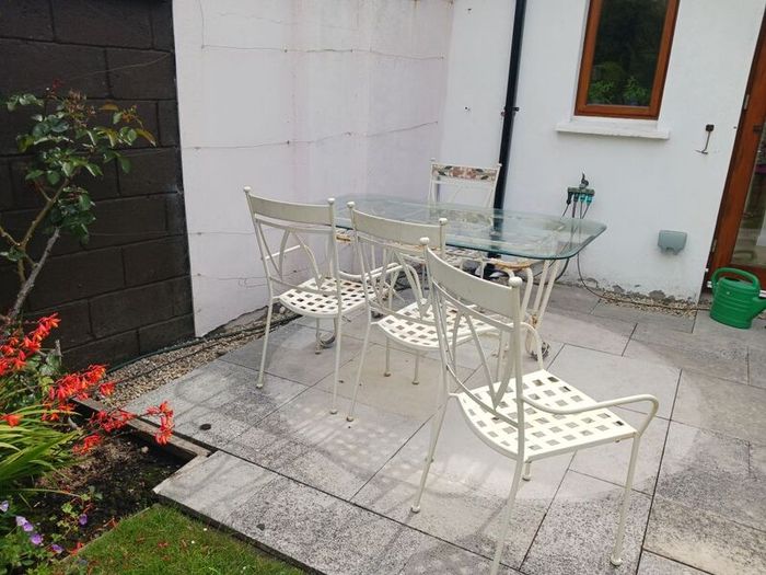 Garden table, 4 chairs, cast iron