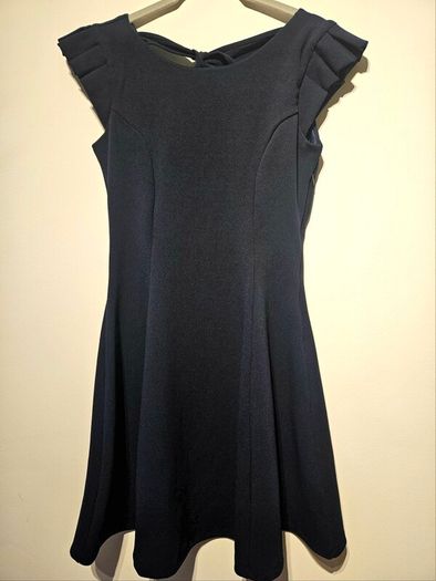 Navy Fit & Flare Dress with Bow Back XS