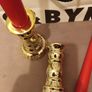 2 x gold festive Candle holders & dinner candles Image 4