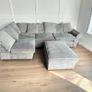 Grey corner sofa with matching footstool Image 2