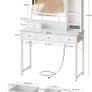 Dressing Table with Large LED Mirror, 3 Lighting Modes Adjustable Brightness, Built-in USB & AC Socket, Vanity Table with 4 Fabric Drawers, Modern Makeup Desk 100x40x140cm Image 2
