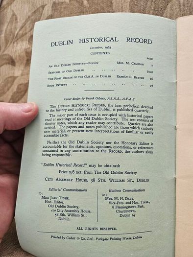 Dublin Historical Records X 4. By The Old Dublin Society. First Edition Paperback In Good Condition.  See Photos For Same.