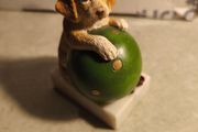 Vintage  Puppy Figurine Holding a ball on marble plinth